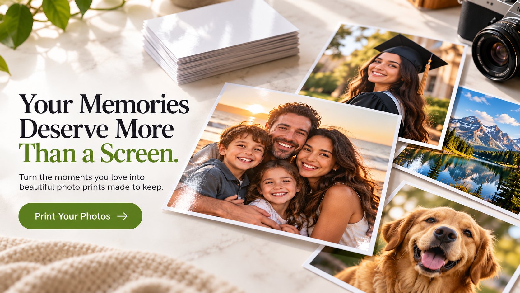 Your memories deserve more than a screen. Turn the moments you love into beautiful photo prints made to keep.